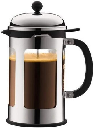 Френч-прес Bodum CHAMBORD 1,5 л, нержавіюча сталь, чорний, із захистом від проливання
