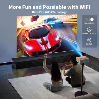 Проектор AKATUO Smart 4K з підтримкою Netflix, Full HD 1080P, WiFi6 Bluetooth, електричним фокусом та автотрапецеїдною корекцією для дому та вулиці (сумісний з iPhone)