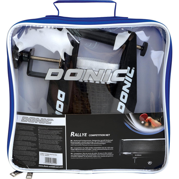 Donic Schildkröt Rallye Table Tennis Net - Durable Competition Set with Adjustable Cotton Net & Stable Clamp (Max. 5.0cm Plate Thickness)