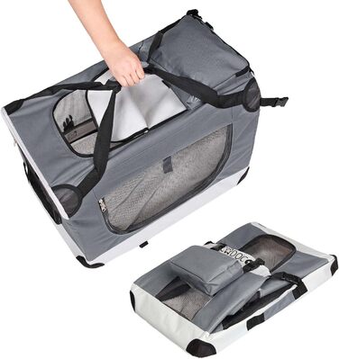 Кія для собак XXL 90x60x66 см, складана, дихаюча, міцна, сіра - переноска для собак, транспортна сумка