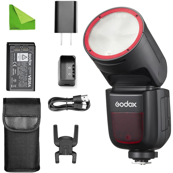 Спалах Godox V1N для Nikon: потужний, швидкий, з Li-Ion акумулятором, 76 Вт, TTL, HSS 1/8000, 480 спахів, перезарядка 1.5с