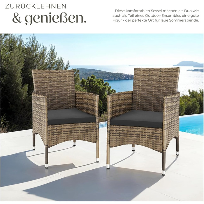 Tectake 2-Piece Rattan Garden Chair Set