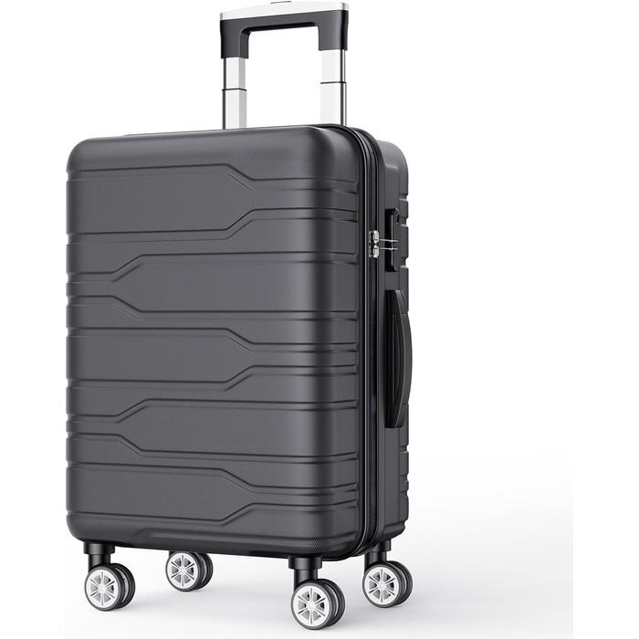 Набір валіз 3 шт., чорний: міцний, легкий, з TSA замком та обертовими колесами 360°