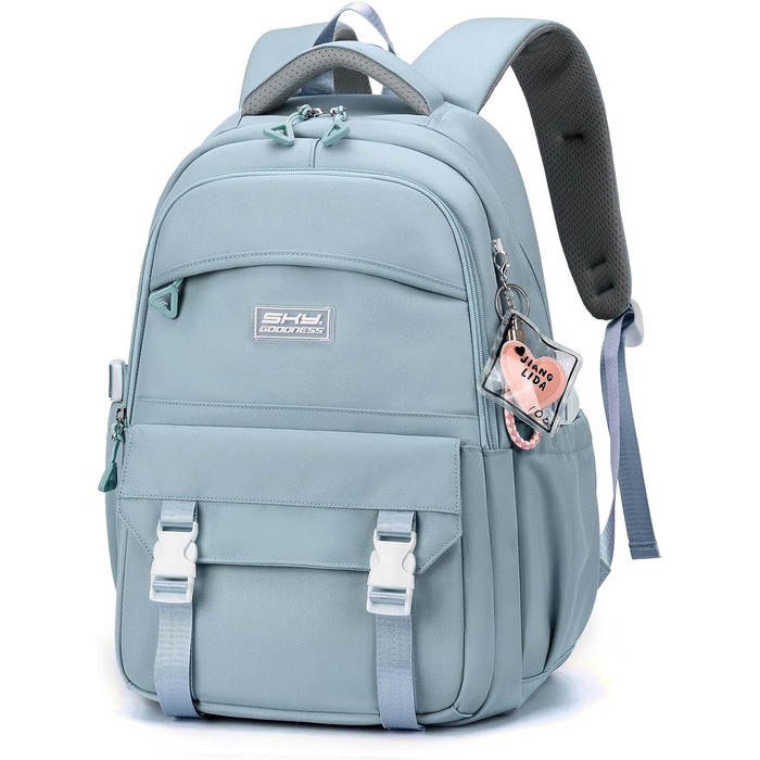 Шкільний рюкзак JANSBEN для дівчаток та хлопчиків, водонепроникний, з кількома відділеннями, для школи та подорожей, зручний, ідеальний для учнів 10 років, підлітків та 5 класу (блакитний)