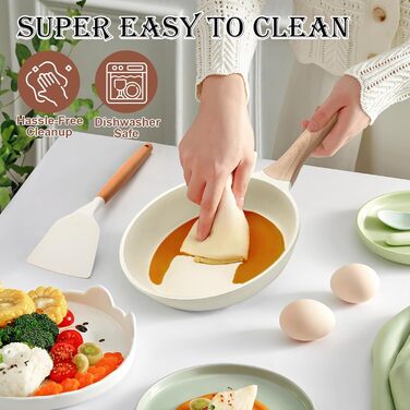 Набір посуду 14 предметів з антипригарним покриттям, набір каструль та сковорідок для кухні, посуд з керамічним покриттям, придатний для духовки та посудомийної машини