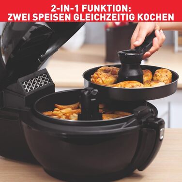 Аерофритюрниця Tefal ActiFry Genius XL 2в1, 1,7 кг, 9 програм, для 8 осіб, з мішалкою, без олії, чорна