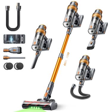 Бездротовий акумуляторний пилосос SMOTURE 50000 Па, 65 хв роботи, для дому, легкий, з гнучким шлангом, антизаплутана щітка, знімний акумулятор, для шерсті тварин, килимів, твердих підлог та авто