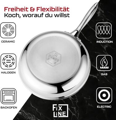 FIXLINE Black Forest Non-Stick Fry Pan - 28cm - RED Design - PTFE-Free - Compatible with All Cooktops (Including Induction) - Oven Safe up to 250°C - Easy to Clean - Ideal Gift