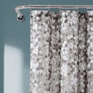 Шторка для душу Lush Decor з квітами, 183x183 см, сіра