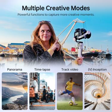 ZHIYUN Crane M3S: Стабілізатор камери 3-осі, 1000Lux LED-освітлення, Bluetooth, дисплей 1.22', 705г, для DSLR, Mirrorless, смартфонів, Action Cam