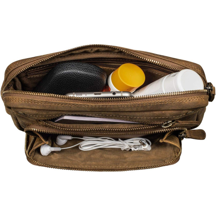 STILORD Сумка на пояс з екошкіри Vintage для чоловіків, жінок та дітей. Сумка через плече, поясна, для подорожей, фестивалів, спорту. Ексклюзивний дизайн, колір: середньо-коричневий