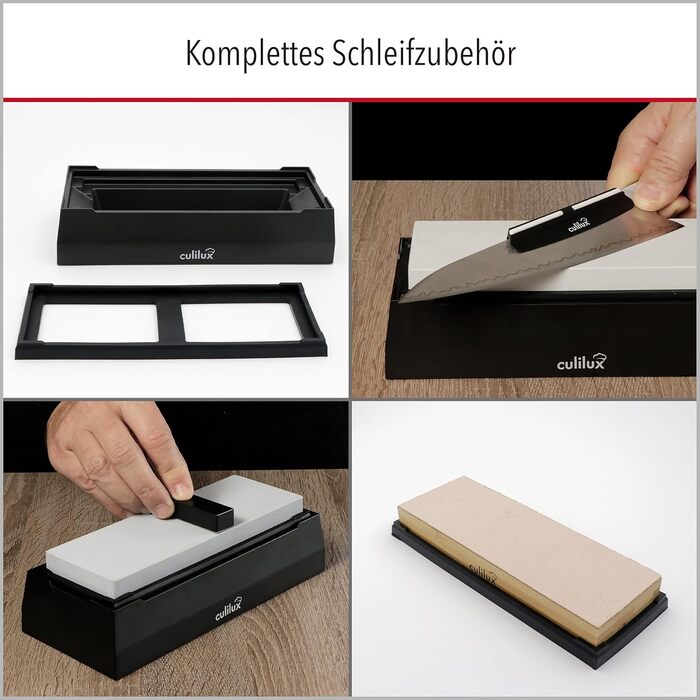 Набір точильних каменів Pro Schleifstein Profi Set XL: 400/1000/6000 гріт, шкіряна дошка, база з силіконовими фіксаторами, точилка, притискний камінь