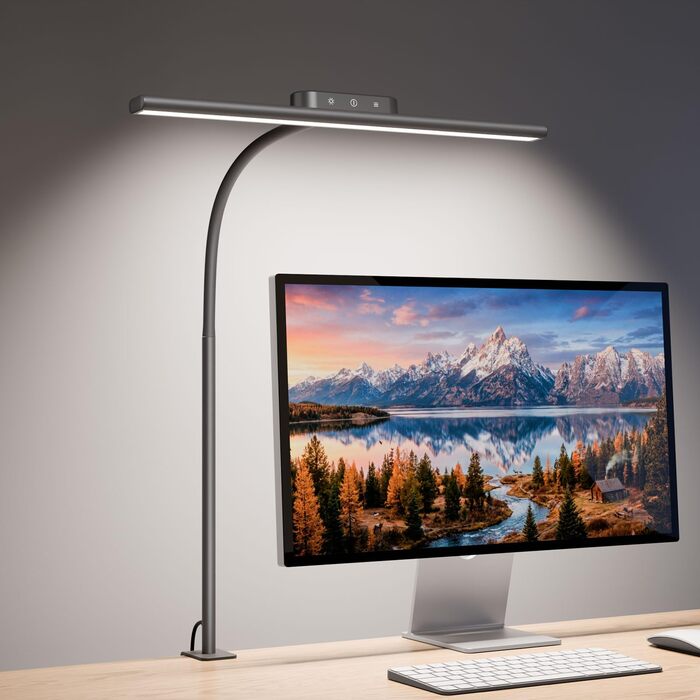 Світлодіодна настільна лампа Lepro 11W з кліпсою, диммувальна, з регулюванням колірної температури та яскравості, гнучкий гусак, для дому та офісу, антрацит