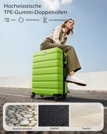 Набір валіз COOLIFE 3 шт. (M, L, XL) з ABS+PC, зелений, з TSA замком та обертовими колесами