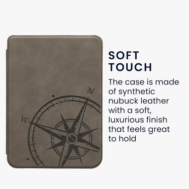 Чохол kwmobile для Kobo Clara BW/Clara Colour/Tolino Shine (5) / Shine Color - чохол з екошкіри, дизайн Kompass Vintage Grey