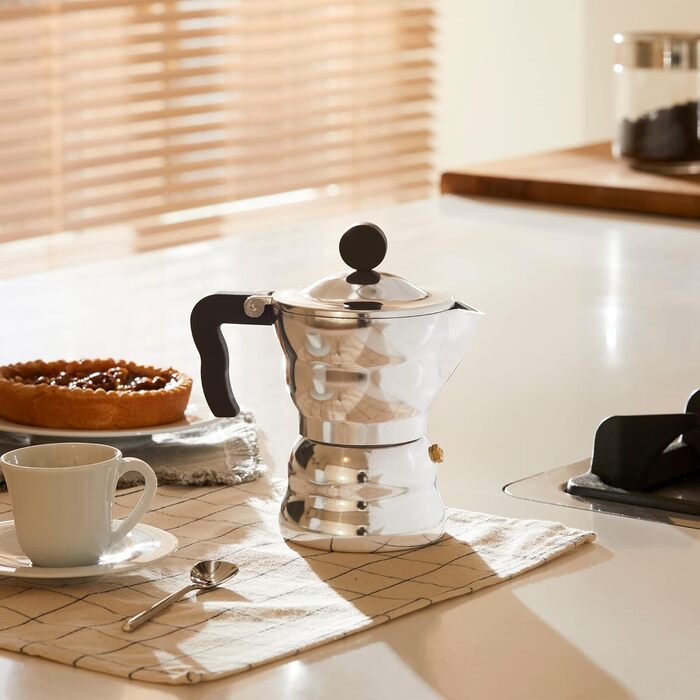 Еспресо-кавомашина Alessi AAM33/6 Design - 3 чашки, алюмінієвий корпус, термопластик, срібна