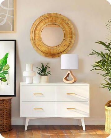 Дерев'яна торшер EDISHINE з абажуром з льону, E27, для вітальні та спальні, в стилі кантрі [Енергоклас F]