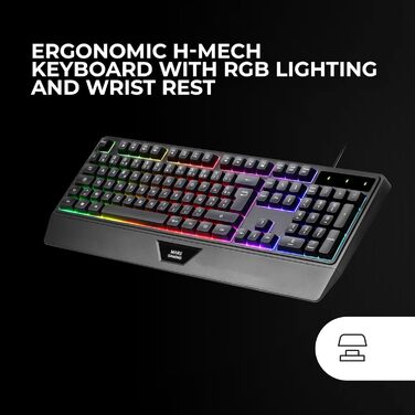 Mars Gaming MCP124PRO: Геймінговий комбосет 4в1 з RGB підсвічуванням (клавіатура, миша, навушники, килимок)