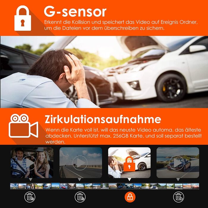 Відеореєстратор VANTRUE N4 з 3 об'єктивами 4K, 2.5K+ (передній/задній/внутрішній), HDR/30FPS, інфрачервона нічне бачення, 2.45” екран, стійкий до спеки, підтримка до 512GB