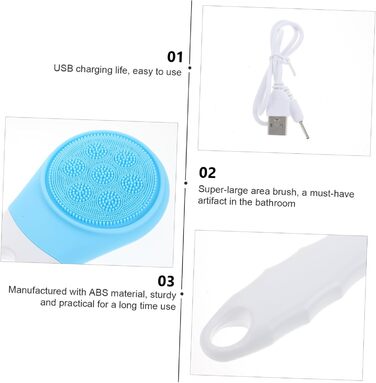 Minkissy 1-Piece Bath Brush Body Cleaning Brush Rotating Exfoliating Brush Facial Washing Brush Massage Brush Electric Shower Brush Massage Brush for the Back Bath Accessories Abs Blue (43X9X3CM)