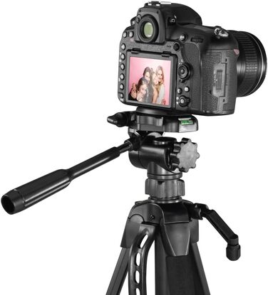 Триподальний штатив для камери та смартфона Hama Action 153 3D, регульована висота 60-153 см, 3-позиційна головка, чорний