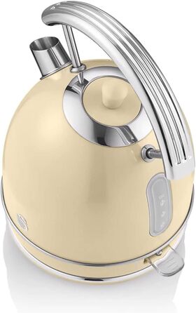 Swan Retro Electric Kettle - 1.8L, Vintage Design, Automatic Shut-Off, Cordless, BPA-Free Stainless Steel, 3000W, Cream