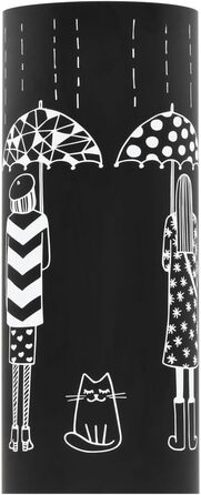 Підставка для парасольки жіночого дизайну, сталь, чорна, з візерунком | vidaXL