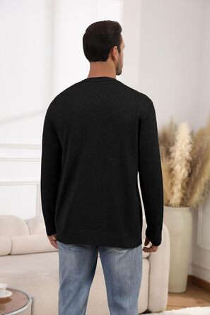 Чоловіча в'язана жилетка в стилі вінтаж з ґудзиками, з V-подібним вирізом, легка, для осені/зими (чорний, L)