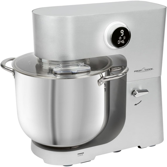 Кухонна машина ProfiCook KM 1254 з великою чашею 12л, потужний 2500W мотор, металеве редуктор та LED-дисплей | Харчовий процесор для тіста до 8,5 кг, 13 швидкостей