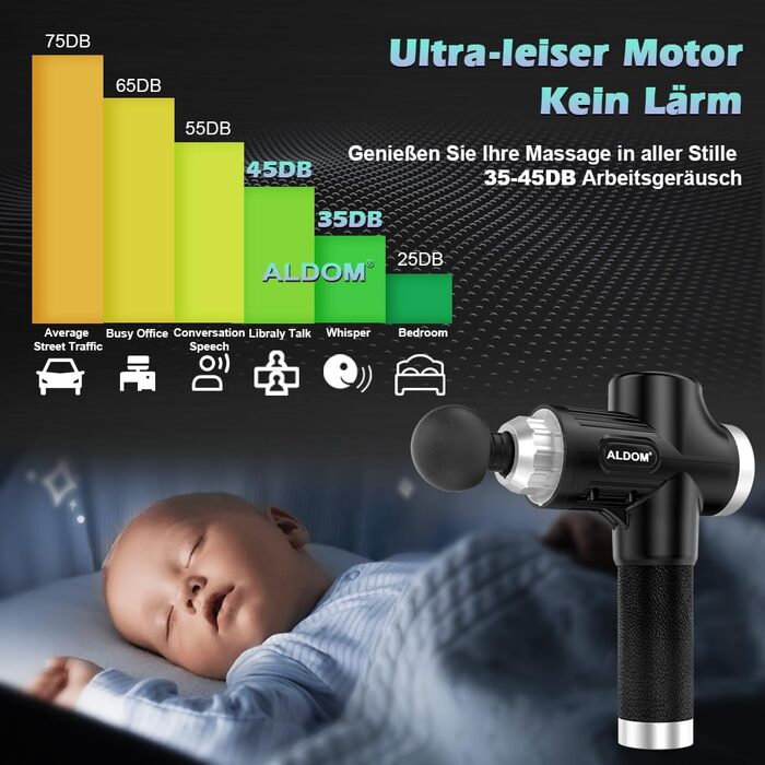 ALDOM Massage Gun - Electric Muscle Massager with 30 Speed Settings & 8 Attachments - for Men & Women