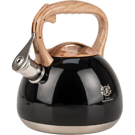 Чайник електричний KARL HAUSMANN Induktion 3L з автоматичним свистком - нержавіюча сталь, для індукційних, газових та електричних плит (Чорний)