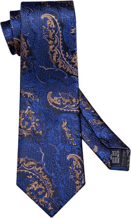 Шовкова краватка з візерунком пейслі Barry.Wang, комплект з 3 предметів: краватка, кишеньковий хустинка, затискач для краватки. Синій, для урочистих подій та весілля