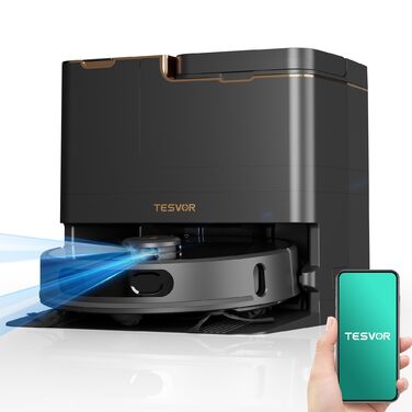 Робот-пилосос Tesvor S8MAX 3-в-1 з функцією миття, 8000Pa, LiDAR-навігація, 240 хв роботи, керування через додаток/Alexa, самостійна станція очищення 2.5л для великих приміщень з тваринами (X8 Ultra)