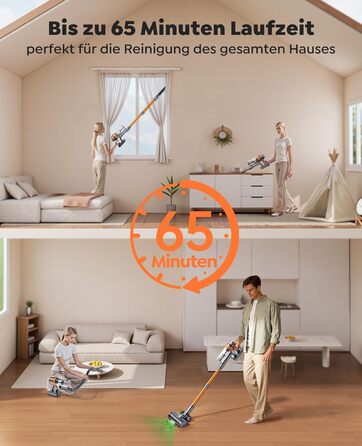 SMOTURE VAC04 Бездротовий акумуляторний пилосос, 50000 Па потужність всмоктування, 65 хвилин роботи, самостійна підставка, гнучкий шланг, щітка Anti-Tangle, док-станція для зарядки, для шерсті тварин, килимів та твердих поверхонь