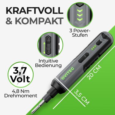 Електрична дриль-шуруповерт акумуляторна | 3.7V | 2000mAh | з функцією швидкої заміни біт | комплект з 16 біт та USB-C кабелем