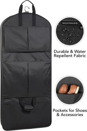 Чохол для костюмів та одягу WallyBags 510 Black 48 дюймів, чорний, з підкладкою, складаний
