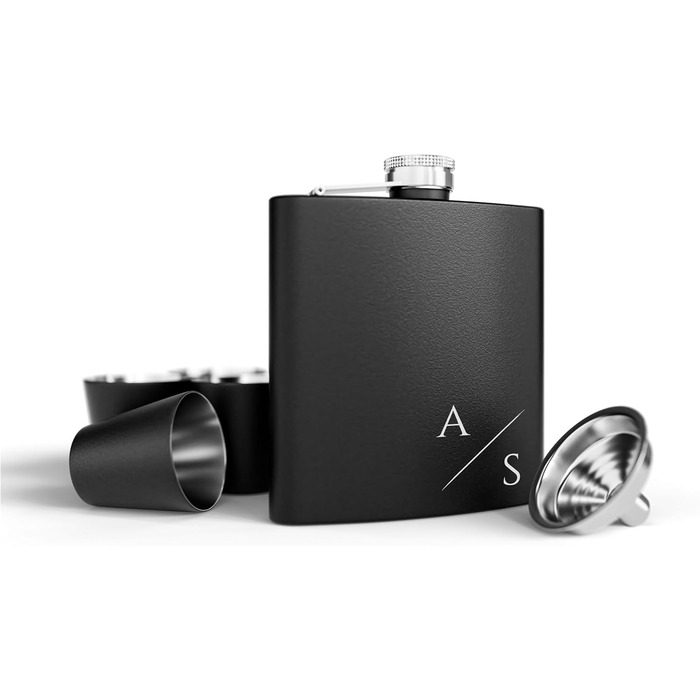 Набір фляг з гравіюванням - персоналізований з іменем - ідеальний подарунок на весілля та для чоловіків - нержавіюча сталь (Дизайн 8)