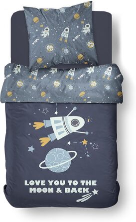 Дитяча постільна брова Kinderbettwäsche Set: комплект 2 шт. з тваринами та глобусом. Ковдра 135x200 см, подушка 80x80 см, замок, 100% бавовна, Renforcé, Oeko-Tex