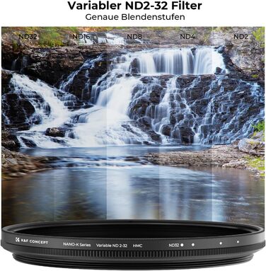 Фільтр ND K&F Concept Nano-K Serie 67mm, змінний (ND2-32, 1-5 ступенів затемнення)