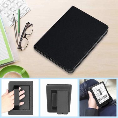 Чохол TOKILO для Kindle 6' eReader (11-те покоління 2024/2022), преміум чохол з PU шкіри з авто-ввімкнення/вимкнення, петлею для руки, складним підставкою та кишеньками для карток, не сумісний з iPad, чорний
