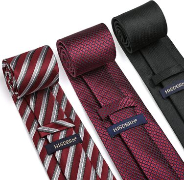 HISDERN Набір краваток для чоловіків (3 шт.) Класичні краватки та нагрудні хустки з шовку для весілля та свят