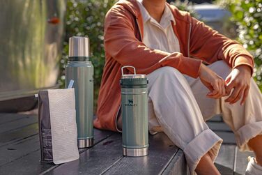Термокружка Stanley French Press, 473 мл, з подвійним вакуумним ізолятором, нержавіюча сталь, для кави, зелена, 1 шт.