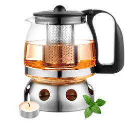 Скляна чайник T24 з ситечком, 1250 мл (без підставки)
