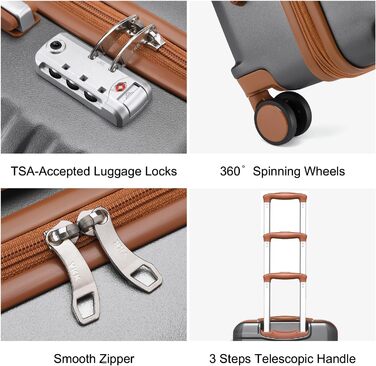 Чемодан ручної поклажі British Traveller середнього розміру, 64 x 43 x 26.5 см, з TSA-замком, ABS+PC, сірий