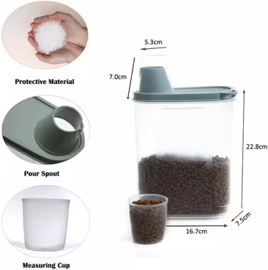 2-Pack Airtight Dog Food Storage Containers, Waterproof Storage Containers for Cat Food with Measuring Cup, Food Container Storage, 2300ml