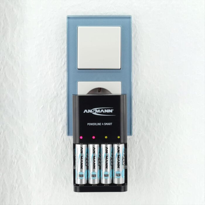 Зарядний пристрій ANSMANN Powerline 4 Smart з 4x NiMH 2850 акумуляторами для до 4 NiMH AA/AAA акумуляторів - автоматичний зарядний пристрій з режимом відновлення - зарядний пристрій для перезаряджуваних батарей (без акумуляторів)