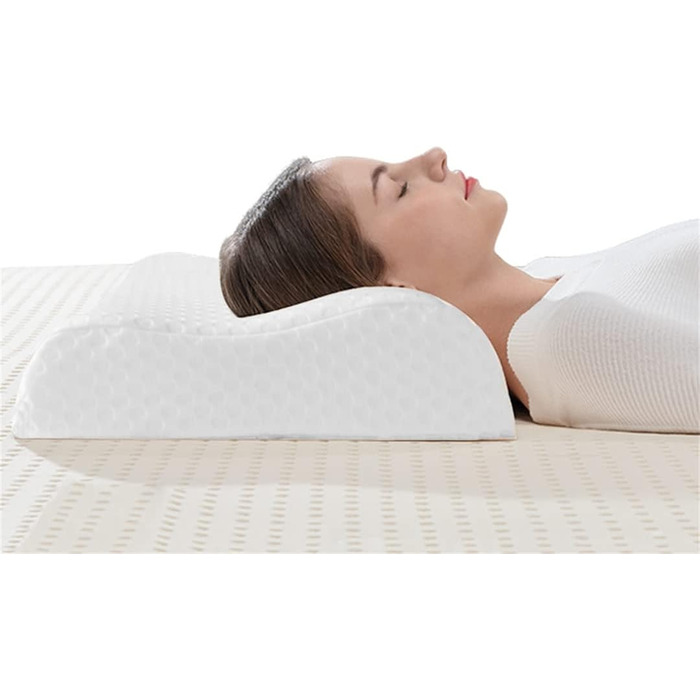 Good Night Memory Foam Pillow, Foam Cervical Orthopedic Neck Support, Ergonomic Head Pillow, Contoured Groove Pillow for Neck Pain, Side Sleepers (65 * 35 * 11/9cm)