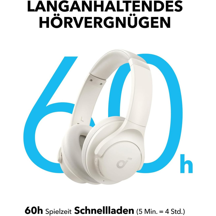 Soundcore Q11i Бездротові навушники-плеєри з Bluetooth, Anker: глибокий бас, 60 годин роботи, Hi-Res Audio, знімні амбушури, Multipoint-з'єднання (білі)