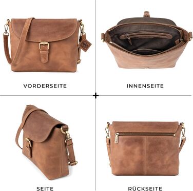 Сумка через плече Berliner Bags Catalina вінтажна шкіряна, Camel - жіноча кросбоді сумка середнього розміру з магнітним закриттям