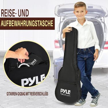 Акустична гітара Pyle для дітей та початківців, ½ розміру, з аксесуарами, чорна матова, 86 см